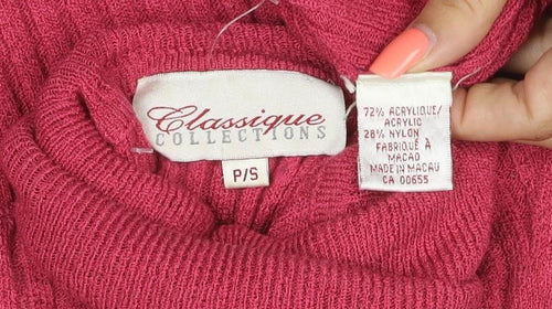 Classique Collections Women’s Pink S Ribbed Roll Neck Jumper