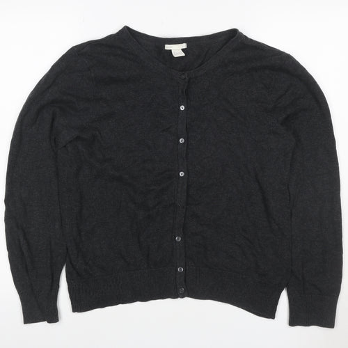 H&M Basic Women’s Black L Viscose Blend Button Knit Cardigan