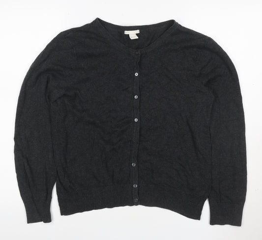 H&M Basic Women’s Black L Viscose Blend Button Knit Cardigan
