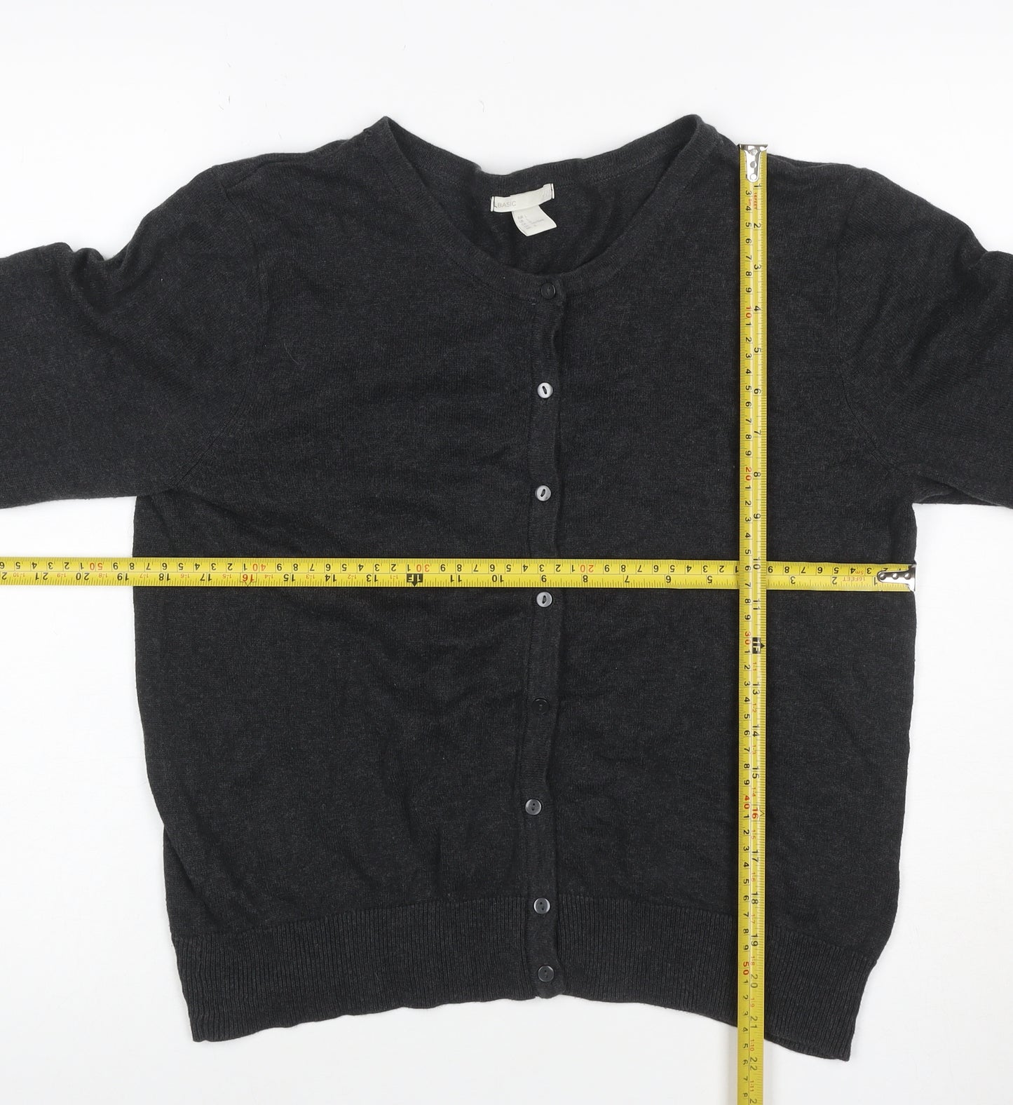 H&M Basic Women’s Black L Viscose Blend Button Knit Cardigan