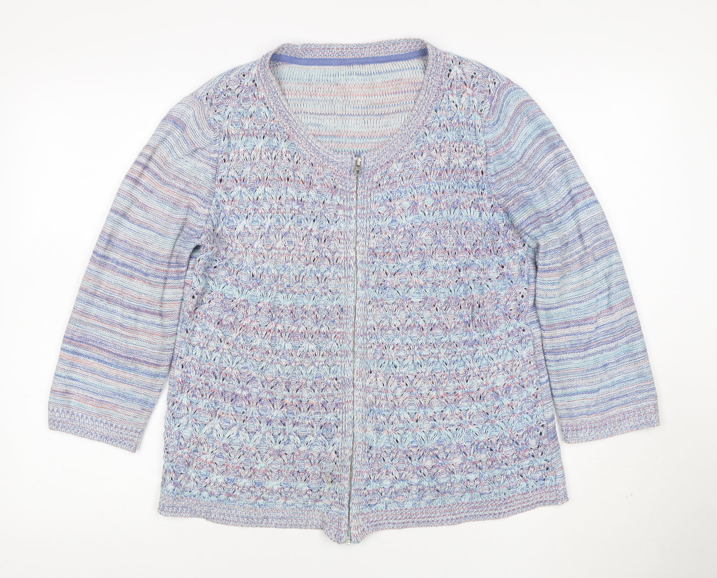 Marks and Spencer Women Blue UK 14 Full Zip Cable Cardigan