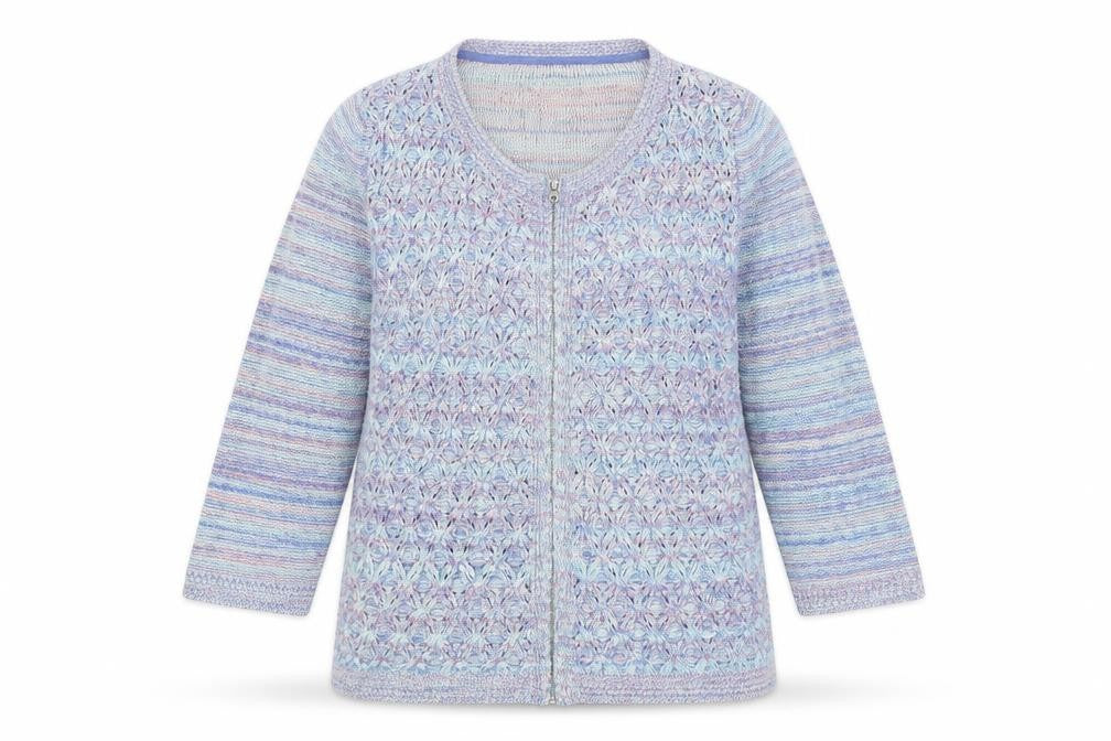 Marks and Spencer Women Blue UK 14 Full Zip Cable Cardigan