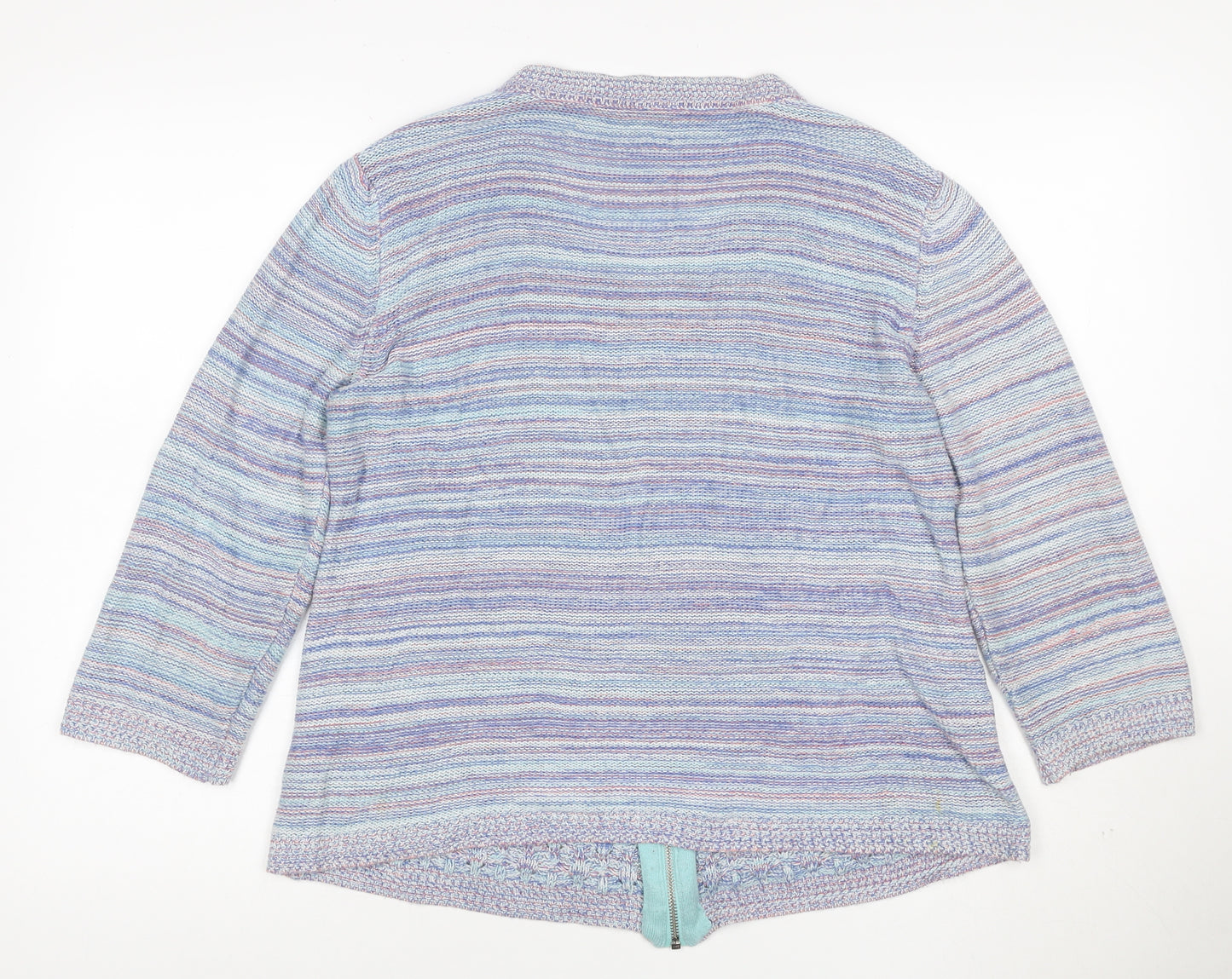 Marks and Spencer Women Blue UK 14 Full Zip Cable Cardigan