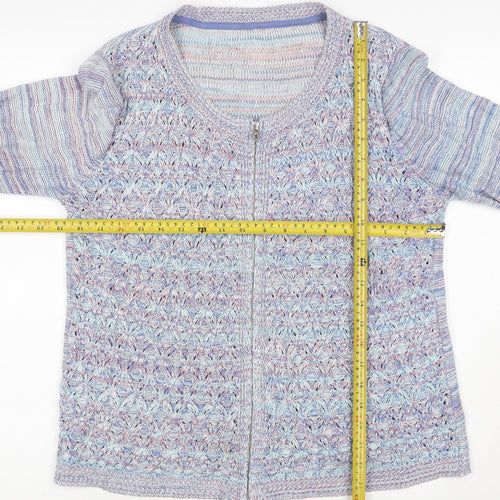Marks and Spencer Women Blue UK 14 Full Zip Cable Cardigan