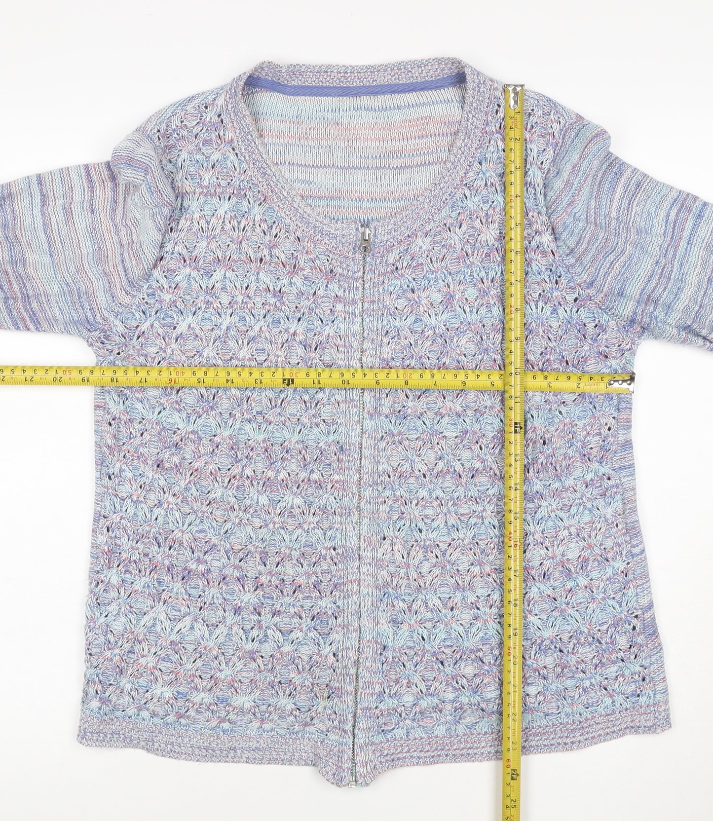 Marks and Spencer Women Blue UK 14 Full Zip Cable Cardigan
