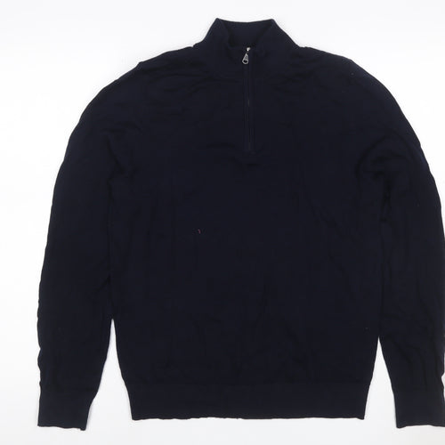 Autograph Men’s Black S Merino Wool 1/4 Zip High Neck Jumper
