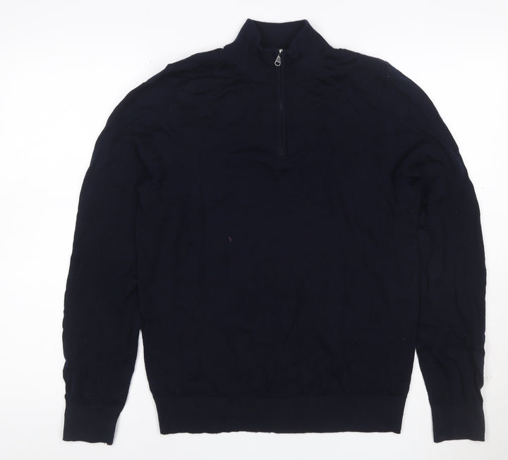 Autograph Men’s Black S Merino Wool 1/4 Zip High Neck Jumper