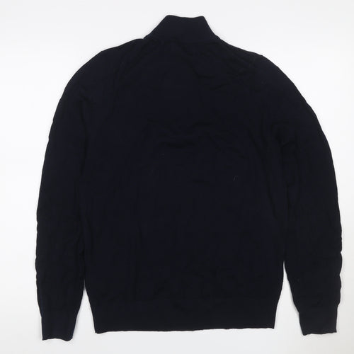 Autograph Men’s Black S Merino Wool 1/4 Zip High Neck Jumper