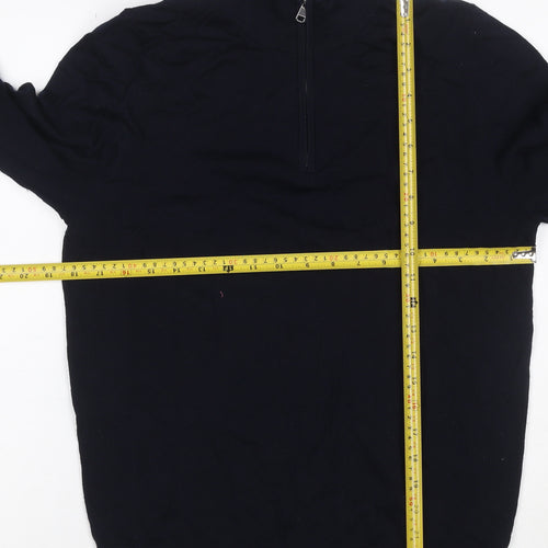 Autograph Men’s Black S Merino Wool 1/4 Zip High Neck Jumper