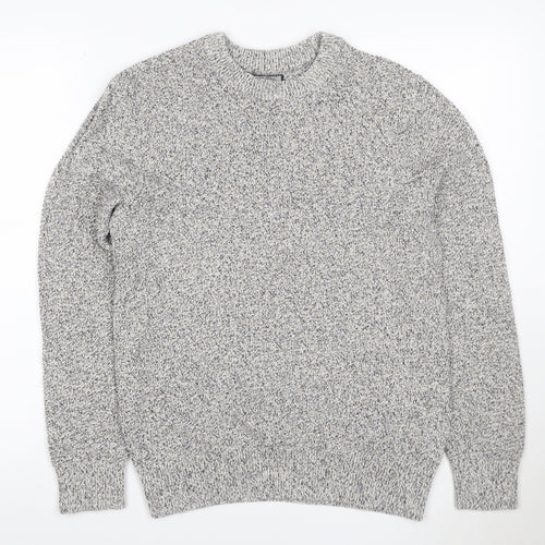 Next Men's Grey Marl Cotton Knit Crew Neck Pullover Jumper Size S
