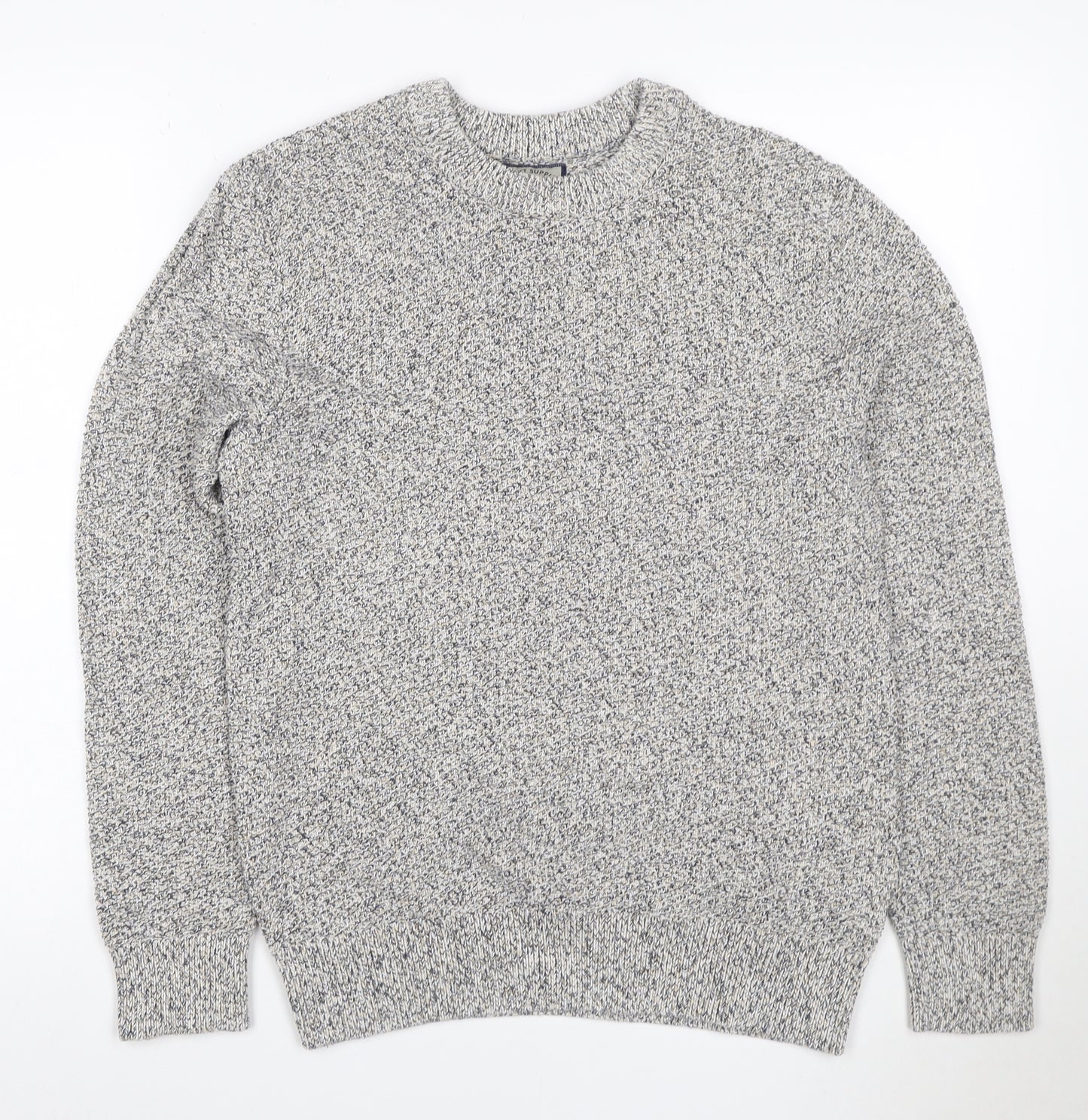 Next Men's Grey Marl Cotton Knit Crew Neck Pullover Jumper Size S