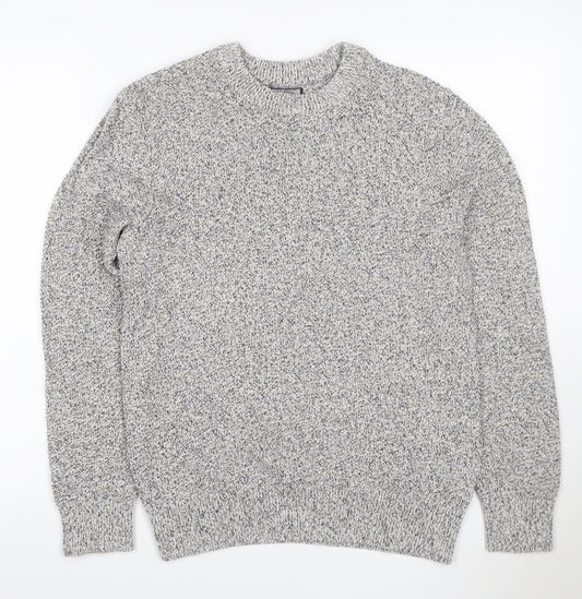Next Men's Grey Marl Cotton Knit Crew Neck Pullover Jumper Size S