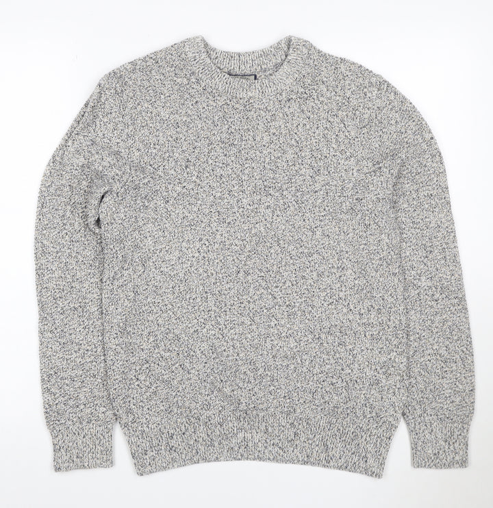 Next Men's Grey Marl Cotton Knit Crew Neck Pullover Jumper Size S