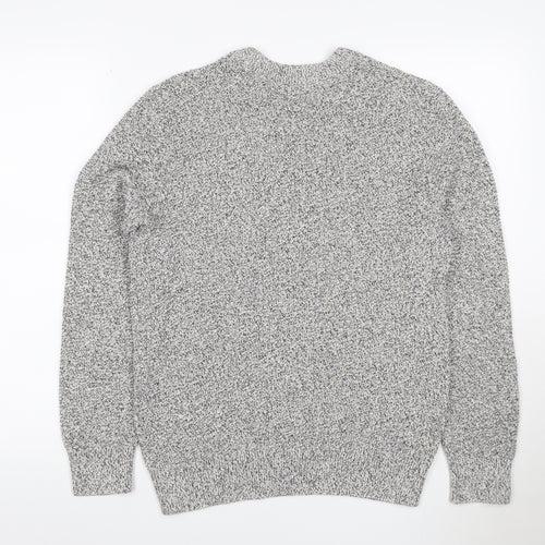 Next Men's Grey Marl Cotton Knit Crew Neck Pullover Jumper Size S