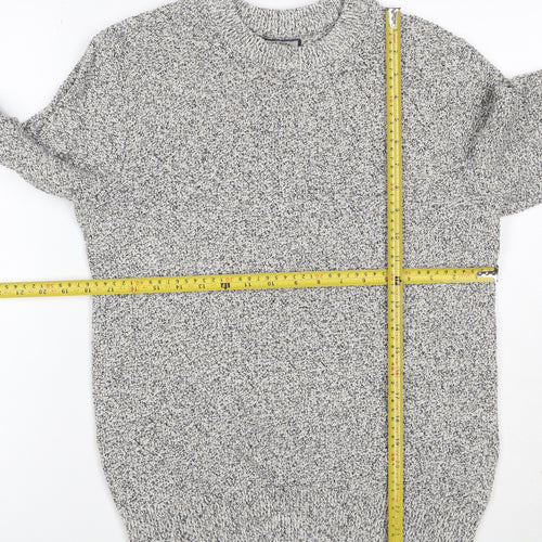 Next Men's Grey Marl Cotton Knit Crew Neck Pullover Jumper Size S