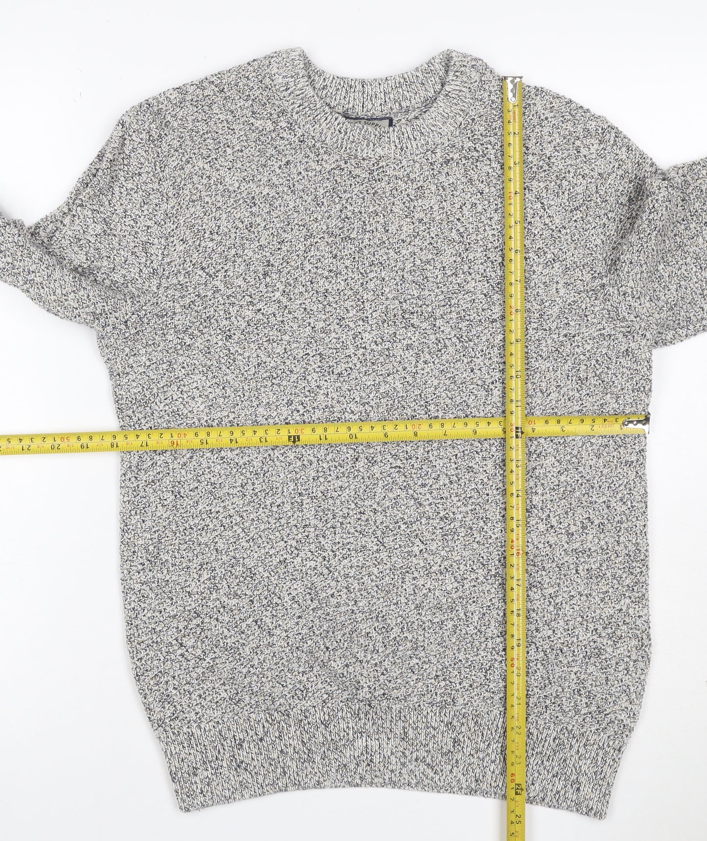 Next Men's Grey Marl Cotton Knit Crew Neck Pullover Jumper Size S