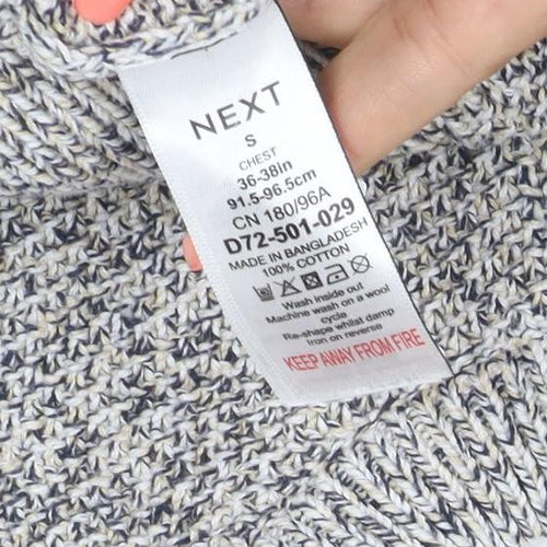 Next Men's Grey Marl Cotton Knit Crew Neck Pullover Jumper Size S