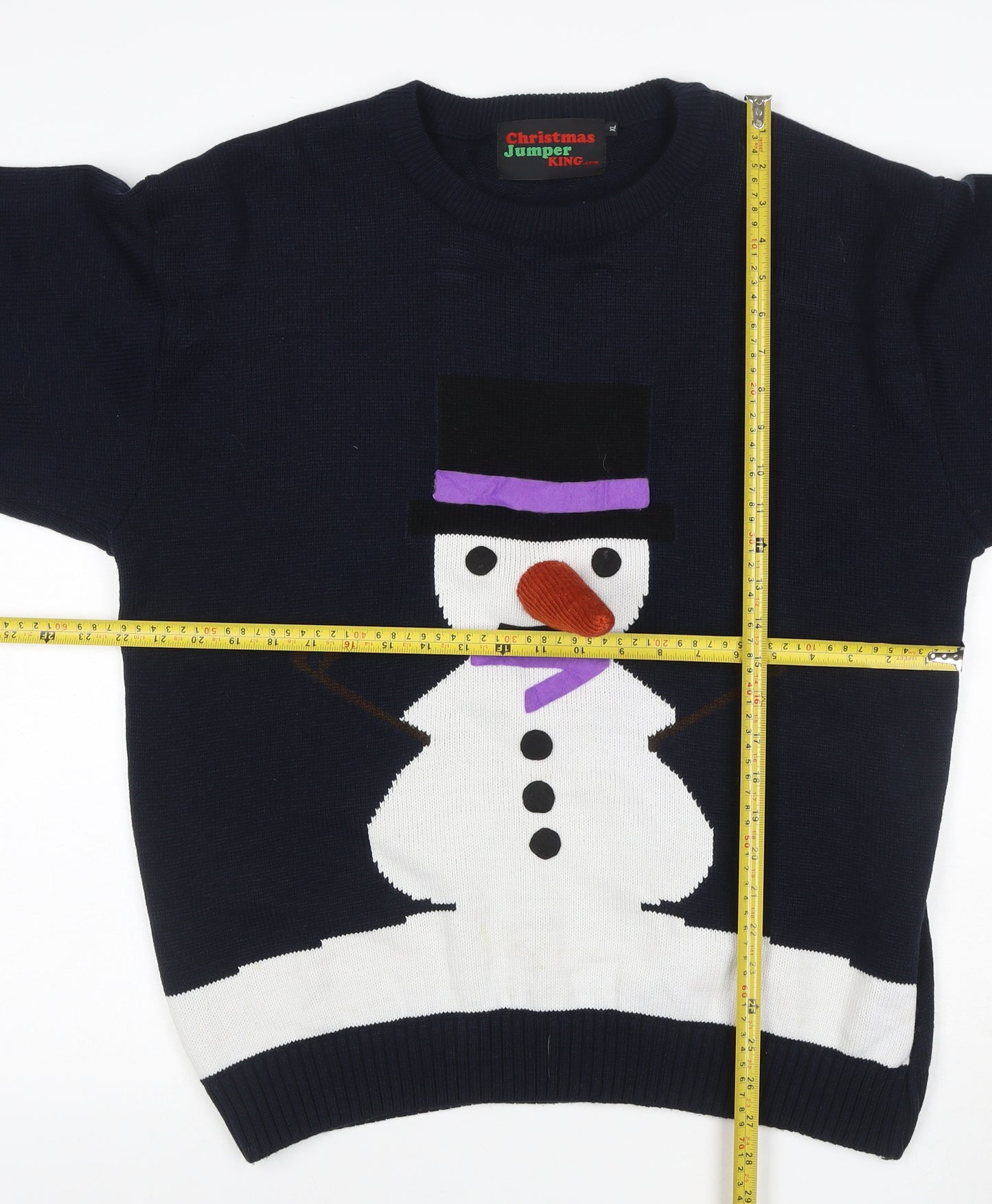 Christmas Jumper King Men’s Blue XL Snowman Crew Neck Knit Pullover