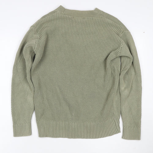 Marks & Spencer Women Green S Cotton Blend Argyle Knit Pullover Jumper