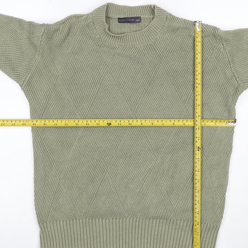 Marks & Spencer Women Green S Cotton Blend Argyle Knit Pullover Jumper