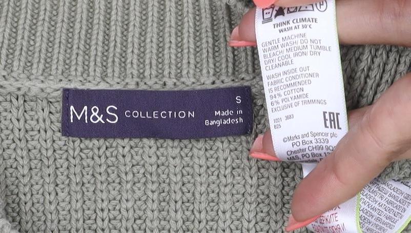 Marks & Spencer Women Green S Cotton Blend Argyle Knit Pullover Jumper