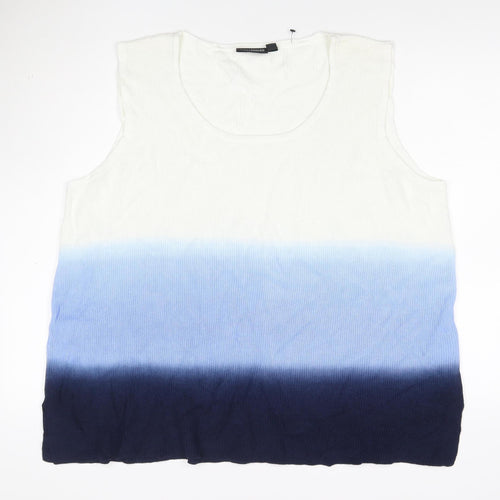 Nina Leonard Women’s Multicoloured XL Ombre Rib Knit Sleeveless Vest Jumper