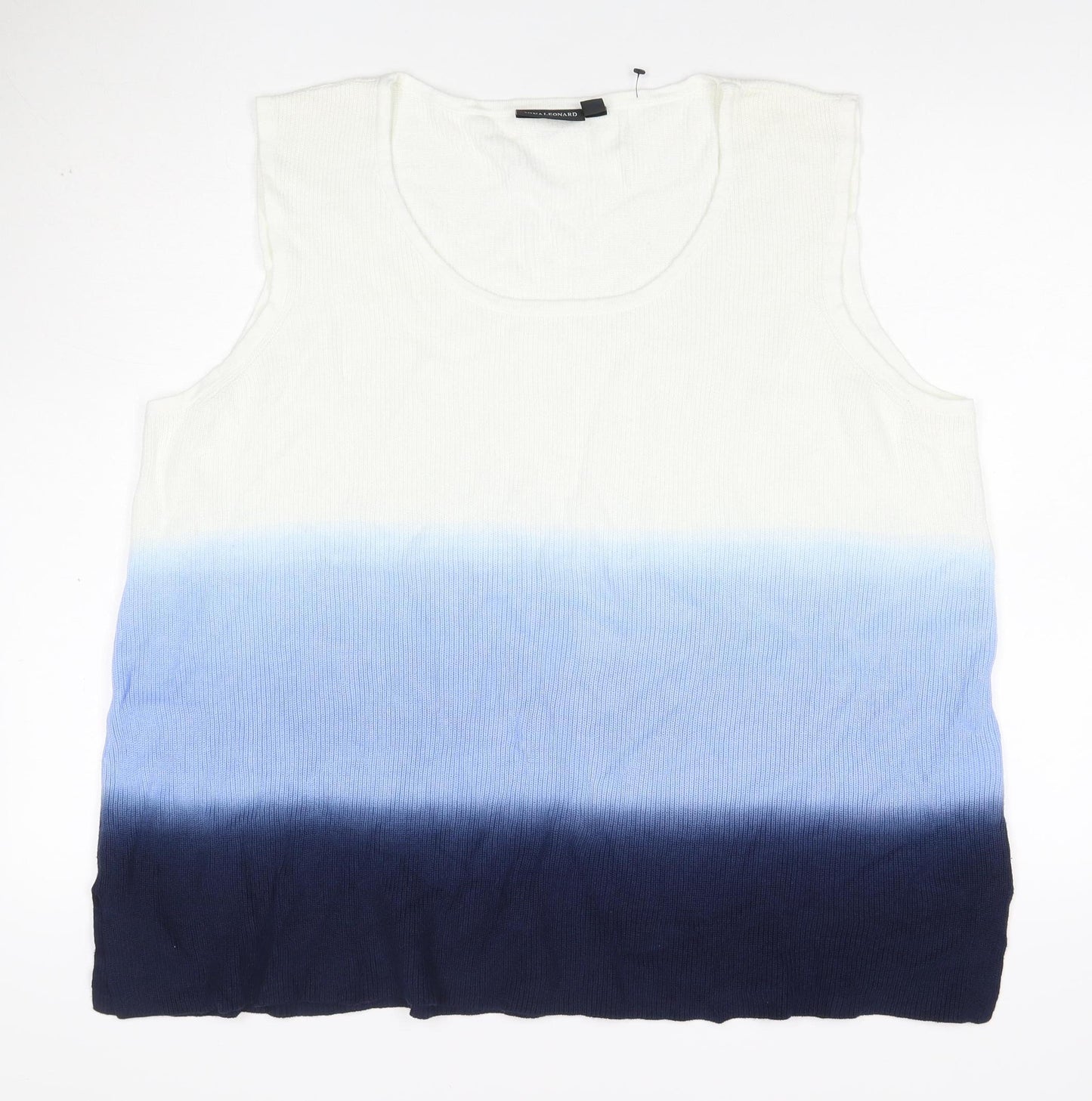 Nina Leonard Women’s Multicoloured XL Ombre Rib Knit Sleeveless Vest Jumper