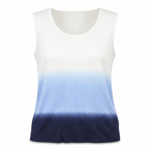 Nina Leonard Women’s Multicoloured XL Ombre Rib Knit Sleeveless Vest Jumper