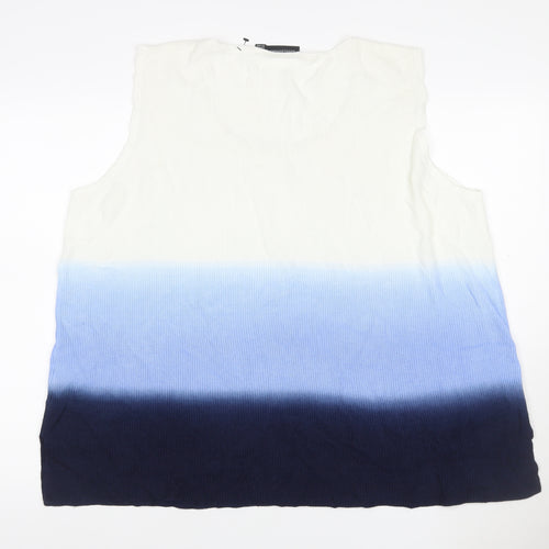 Nina Leonard Women’s Multicoloured XL Ombre Rib Knit Sleeveless Vest Jumper
