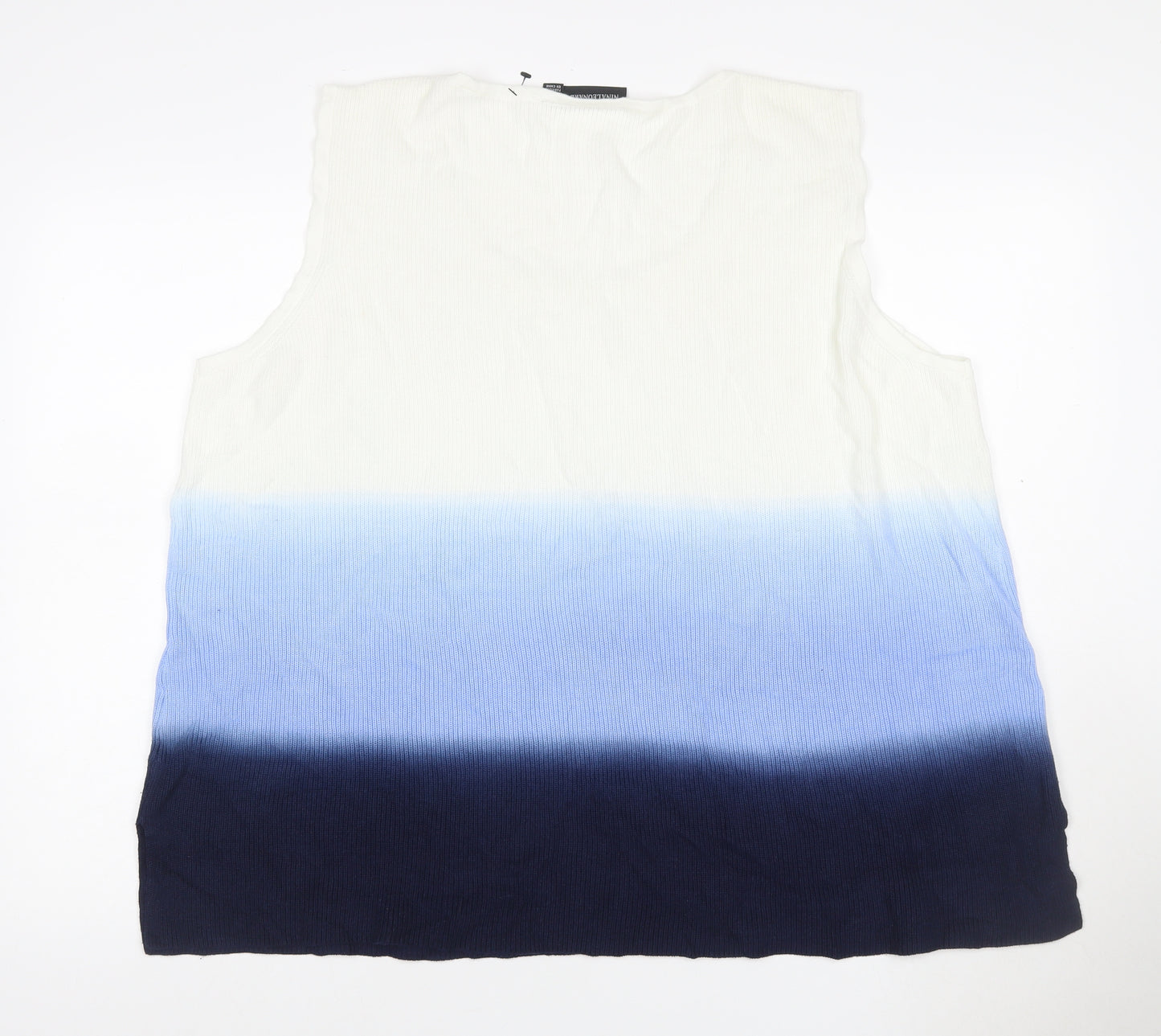 Nina Leonard Women’s Multicoloured XL Ombre Rib Knit Sleeveless Vest Jumper