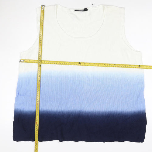 Nina Leonard Women’s Multicoloured XL Ombre Rib Knit Sleeveless Vest Jumper