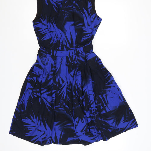 Red Herring Women’s Blue Floral Fit & Flare Belted Dress UK 10