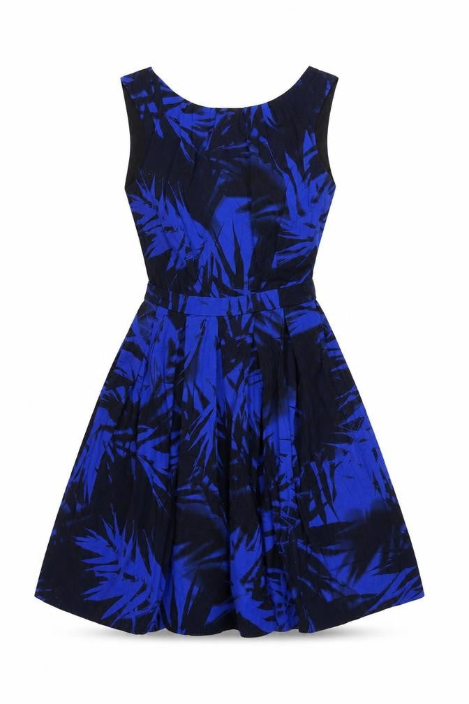 Red Herring Women’s Blue Floral Fit & Flare Belted Dress UK 10