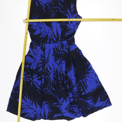 Red Herring Women’s Blue Floral Fit & Flare Belted Dress UK 10