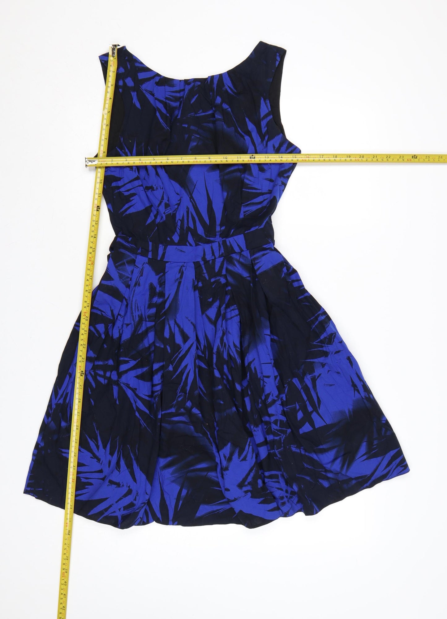 Red Herring Women’s Blue Floral Fit & Flare Belted Dress UK 10