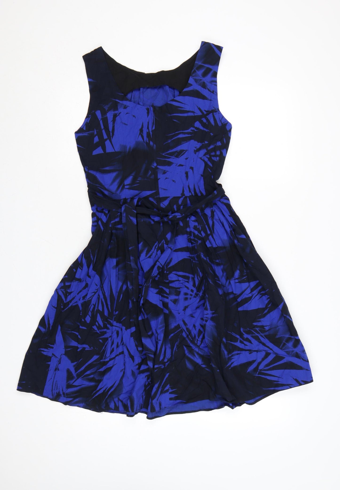 Red Herring Women’s Blue Floral Fit & Flare Belted Dress UK 10