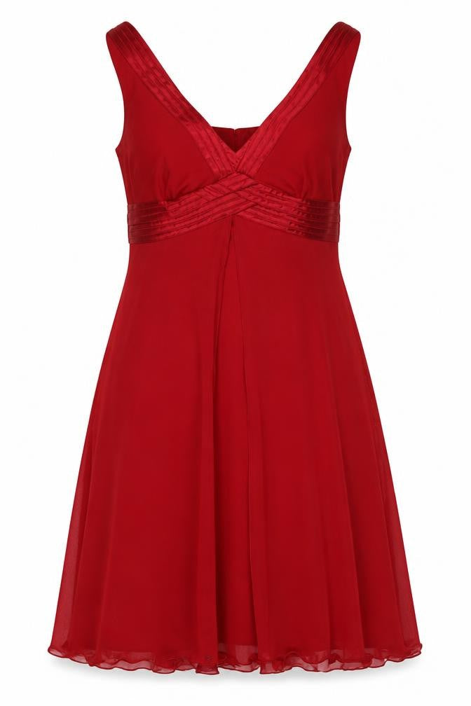 Debenhams Women Red UK 12 Petite A-Line Long Chiffon Evening Dress