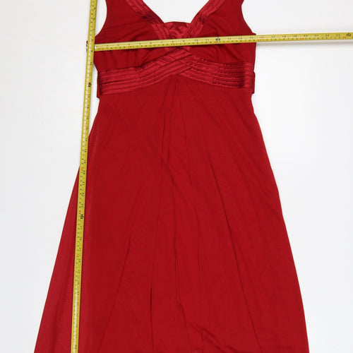 Debenhams Women Red UK 12 Petite A-Line Long Chiffon Evening Dress