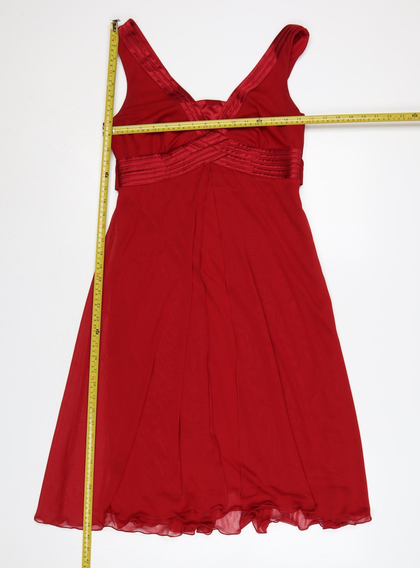 Debenhams Women Red UK 12 Petite A-Line Long Chiffon Evening Dress