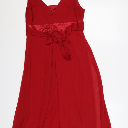 Debenhams Women Red UK 12 Petite A-Line Long Chiffon Evening Dress