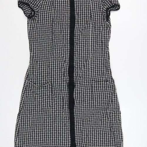 Gap Women Black Check Fit & Flare Knee Length Dress UK 4