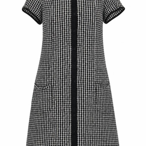 Gap Women Black Check Fit & Flare Knee Length Dress UK 4