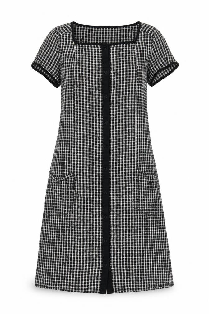Gap Women Black Check Fit & Flare Knee Length Dress UK 4