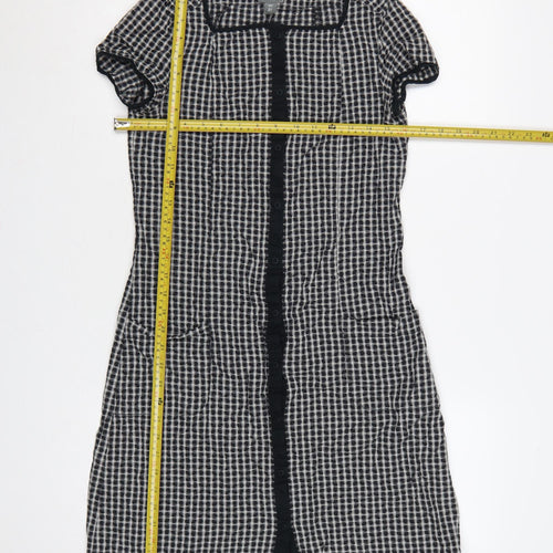 Gap Women Black Check Fit & Flare Knee Length Dress UK 4