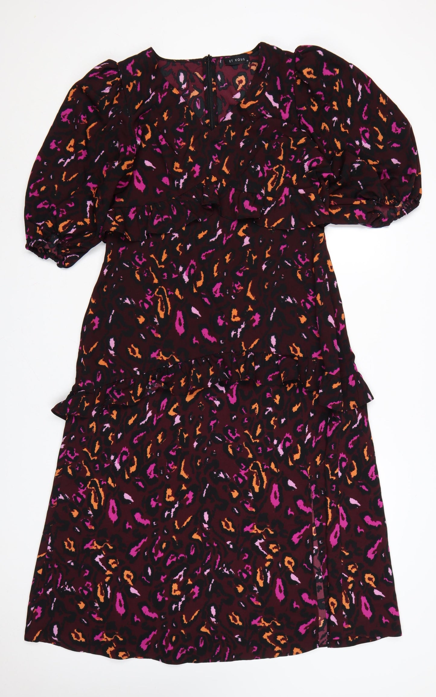Et Vous Women Multicoloured Animal Print Size 14 Fit & Flare Dress