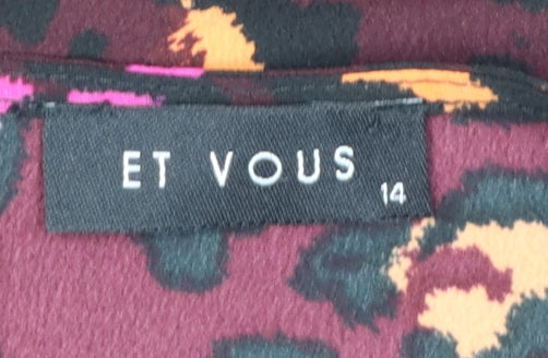 Et Vous Women Multicoloured Animal Print Size 14 Fit & Flare Dress