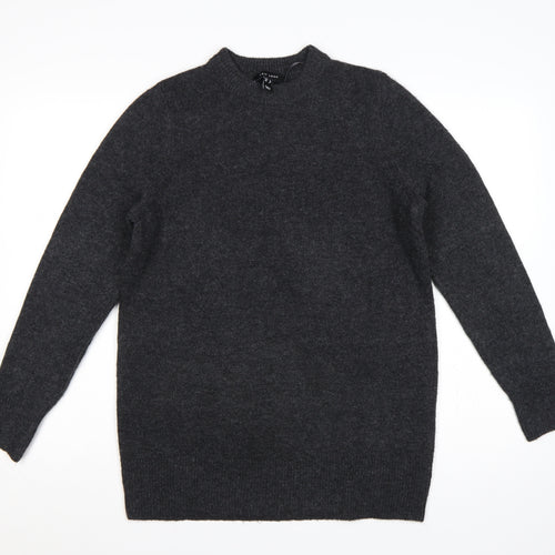 New Look Women Grey Mock Neck Knit Pullover Jumper UK 8