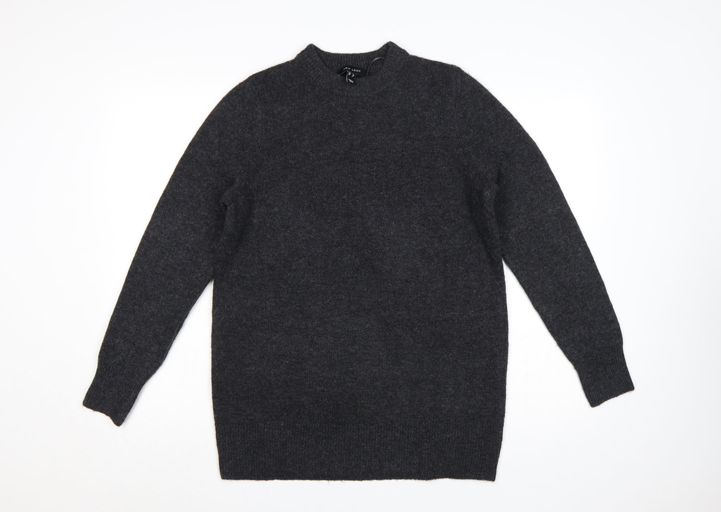 New Look Women Grey Mock Neck Knit Pullover Jumper UK 8