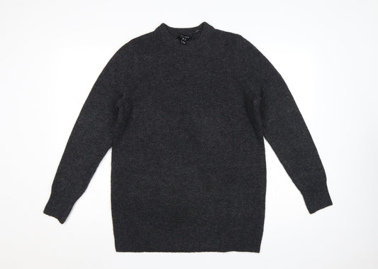 New Look Women Grey Mock Neck Knit Pullover Jumper UK 8