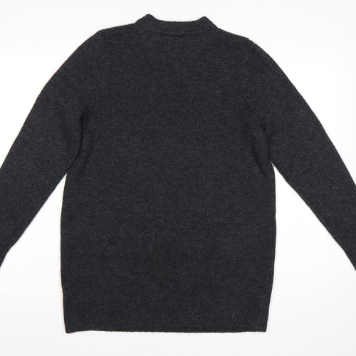 New Look Women Grey Mock Neck Knit Pullover Jumper UK 8